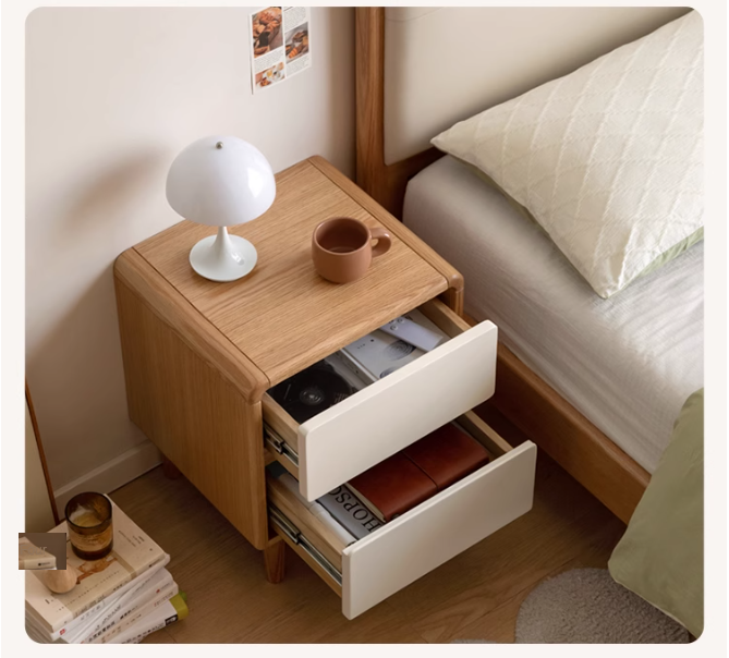 Oak Solid Wood, Solid RubberWood Nightstand