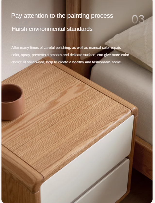 Oak Solid Wood, Solid RubberWood Nightstand