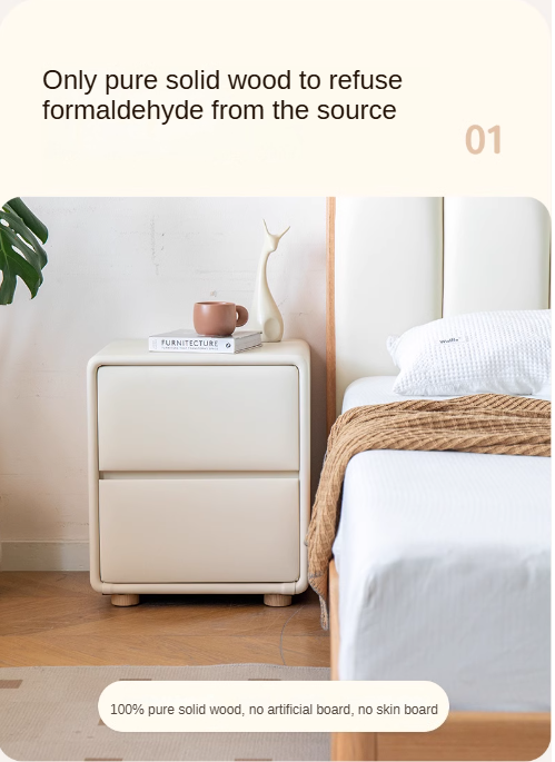 Leather Cream Style Nightstand