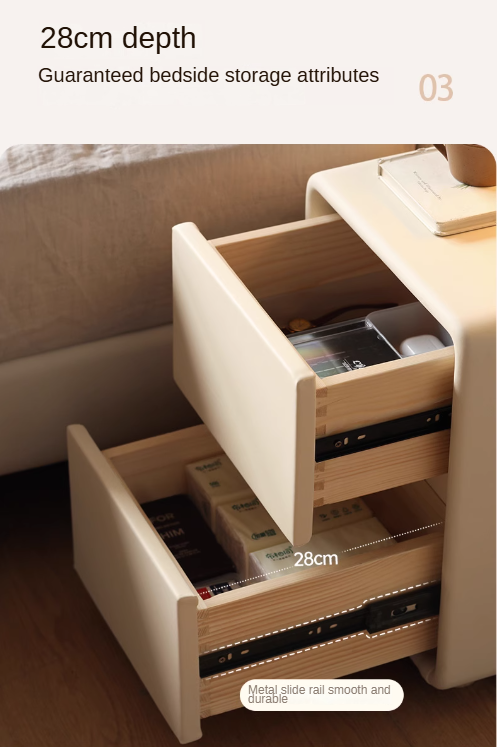 Leather Cream Style Nightstand.