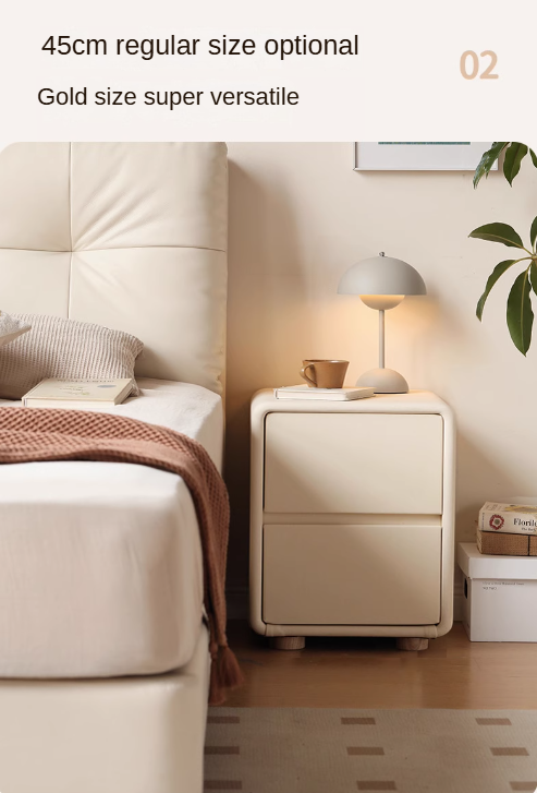 Leather Cream Style Nightstand.
