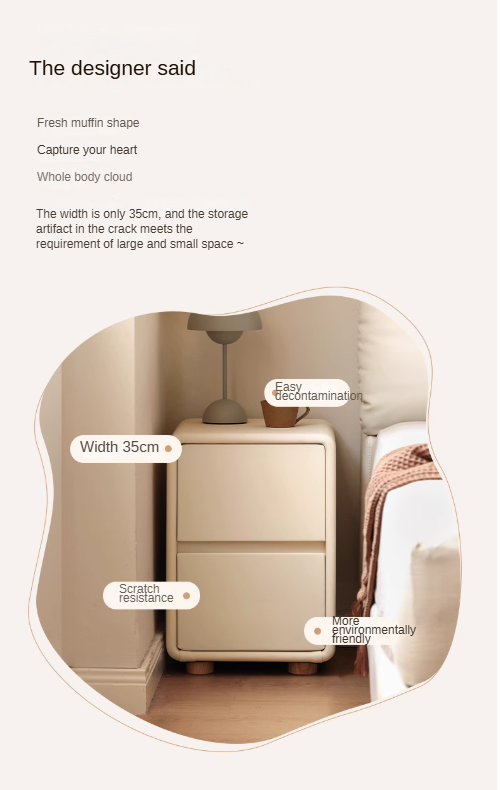 Leather Cream Style Nightstand.