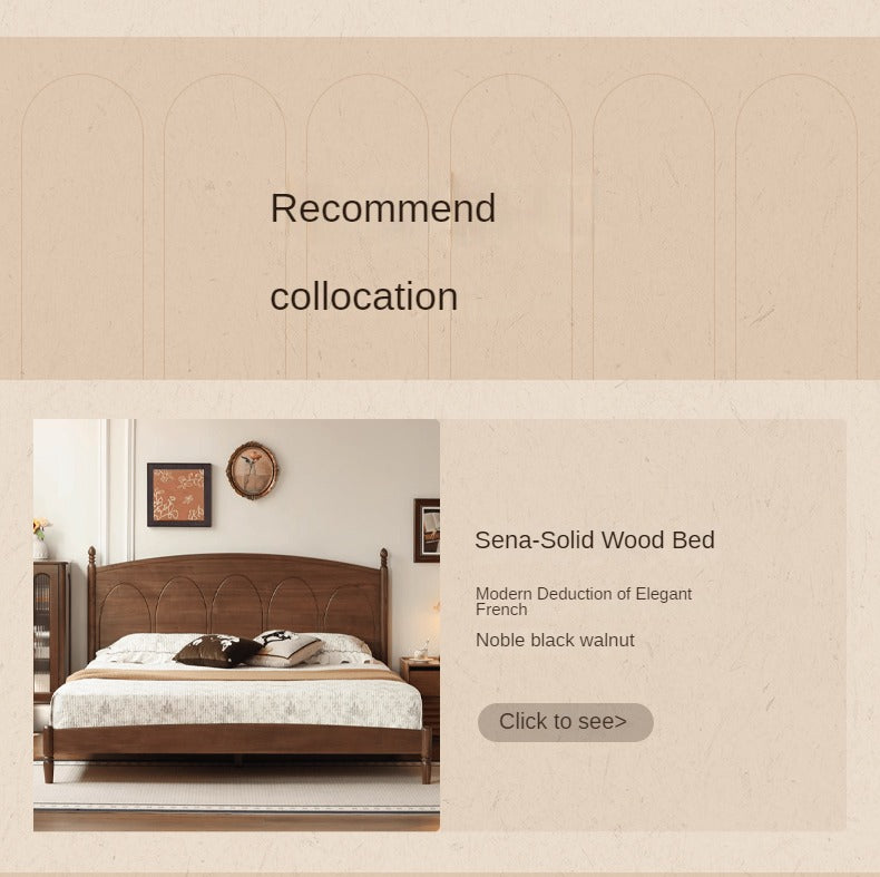 Black Walnut Solid Wood French Retro Wardrobe.