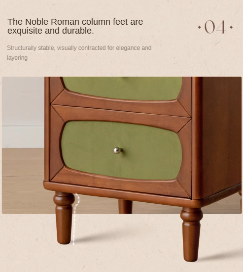 Poplar, Black Walnut Solid Wood French Retro Style Nightstand