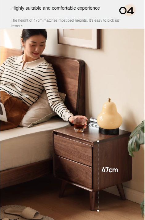 Black Walnut, South American Walnut, White Ash, Oak, Red Zebrawood Solid Wood Classic Nightstand.