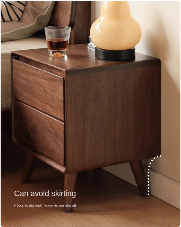 Black Walnut, Ash, Oak Solid Wood Classic Nightstand.