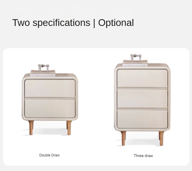 Solid Rubberwood Creamy Candy Style Nightstand.