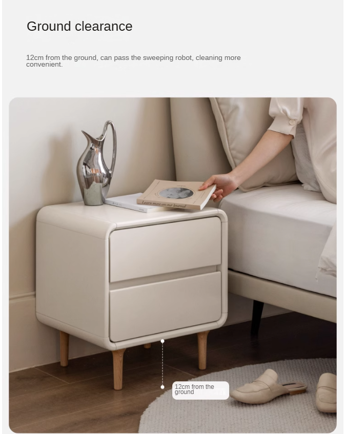 Solid Rubberwood Creamy Candy Style Nightstand.