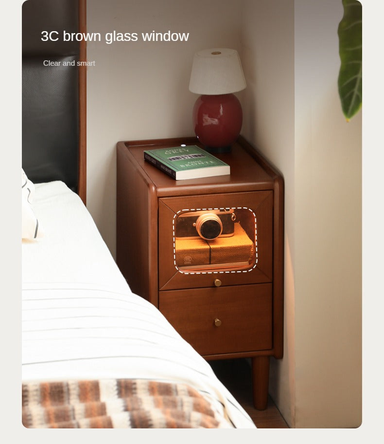 Tulipwood Solid Wood Medieval Style Ultra-Narrow Nightstand.