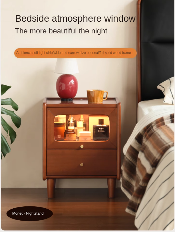 Tulipwood Solid Wood Medieval Style Ultra-Narrow Nightstand.