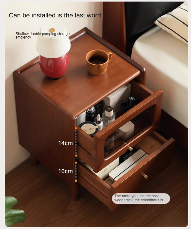Poplar Solid Wood Medieval Style Ultra-Narrow Nightstand.