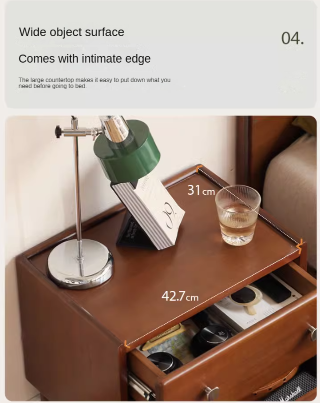Black Walnut, Ash Solid Wood Modern Nightstand: