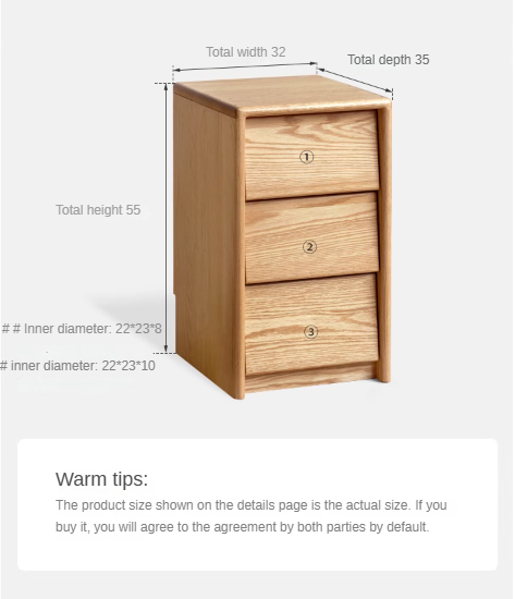 Ash, Oak Solid Wood Nightstand