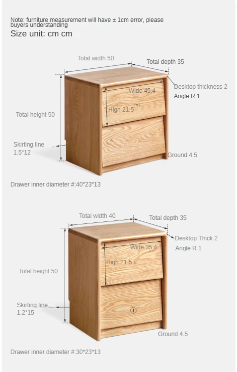Ash, Oak Solid Wood Nightstand