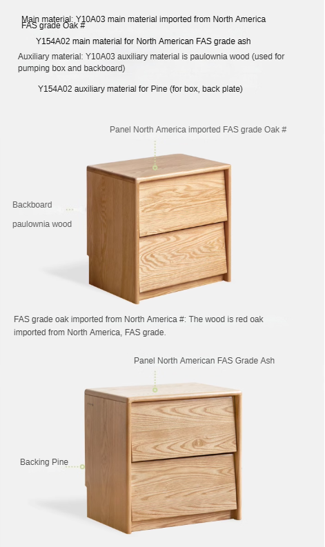 Ash, Oak Solid Wood Nightstand