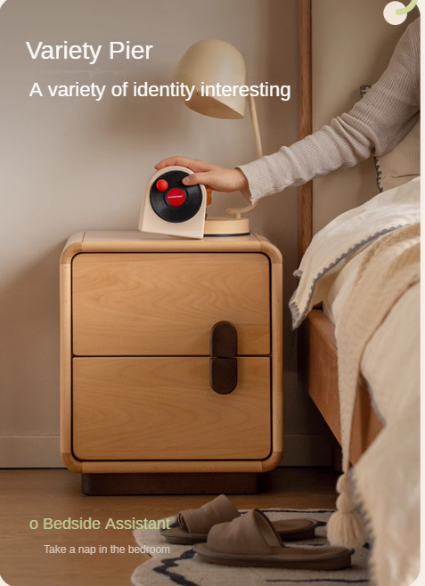 Beech Solid Wood Storage Nightstand