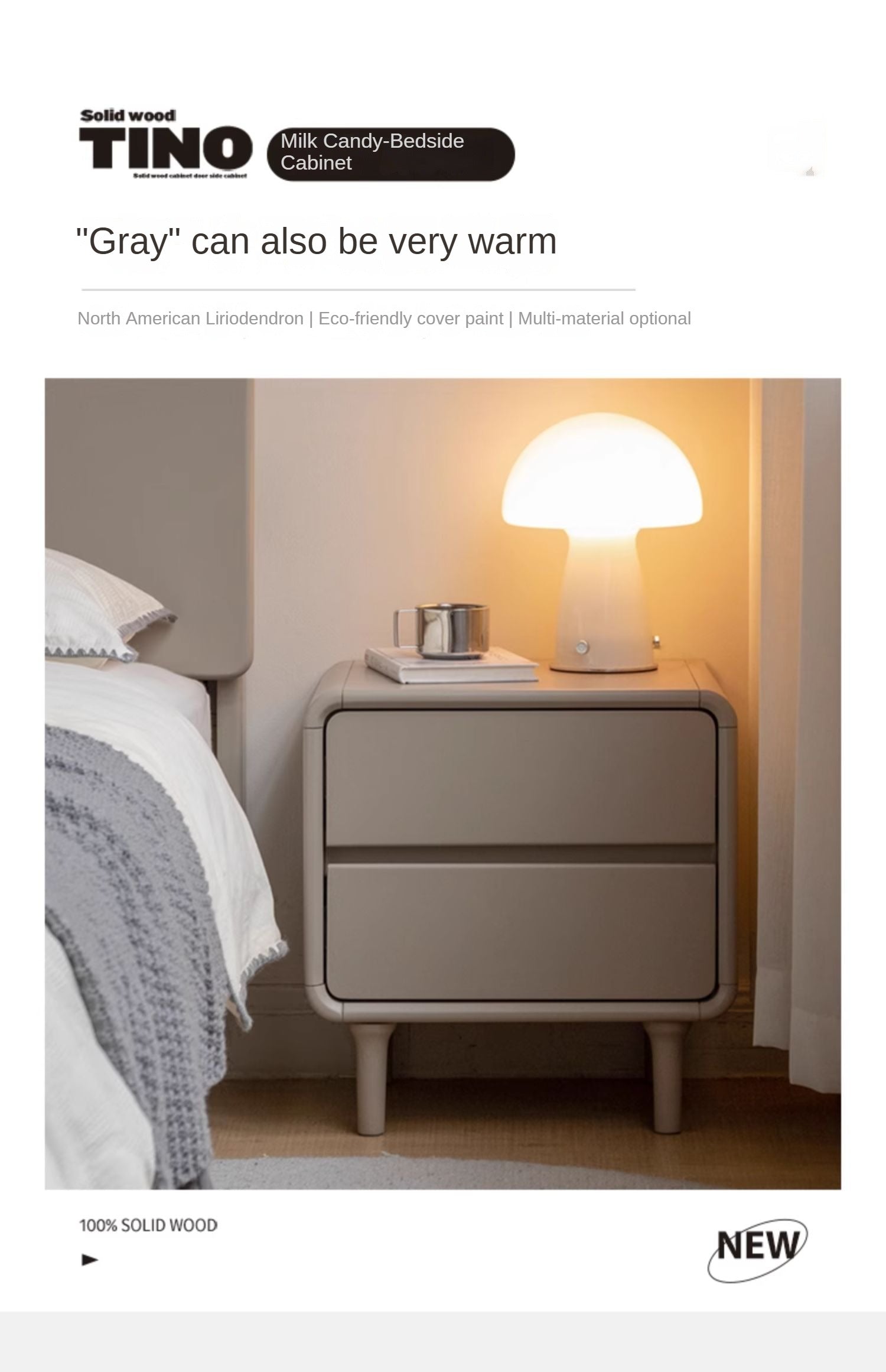 Tulipwood Solid Wood Nightstand Light Luxury.