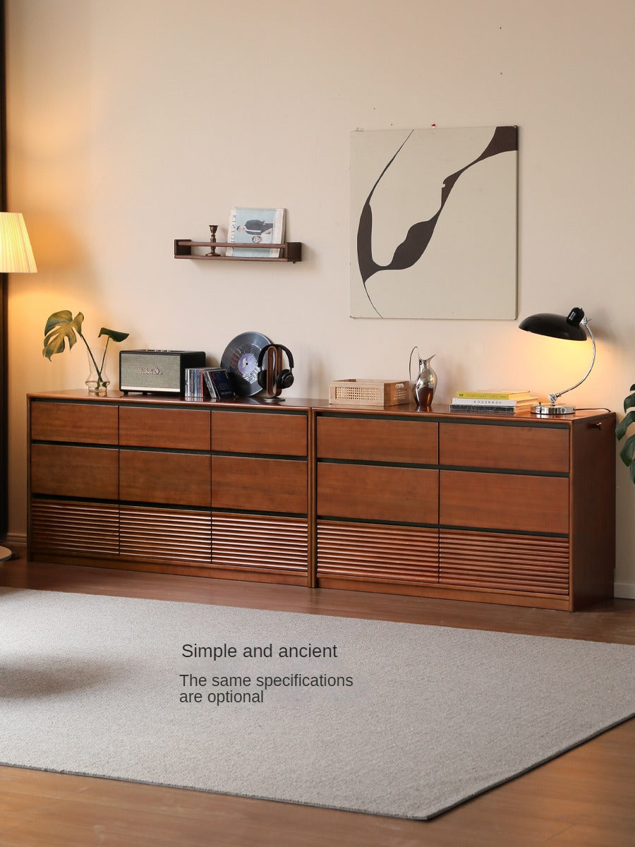 Cherry, Ash Solid Wood Medieval Style Drawer Cabinet.