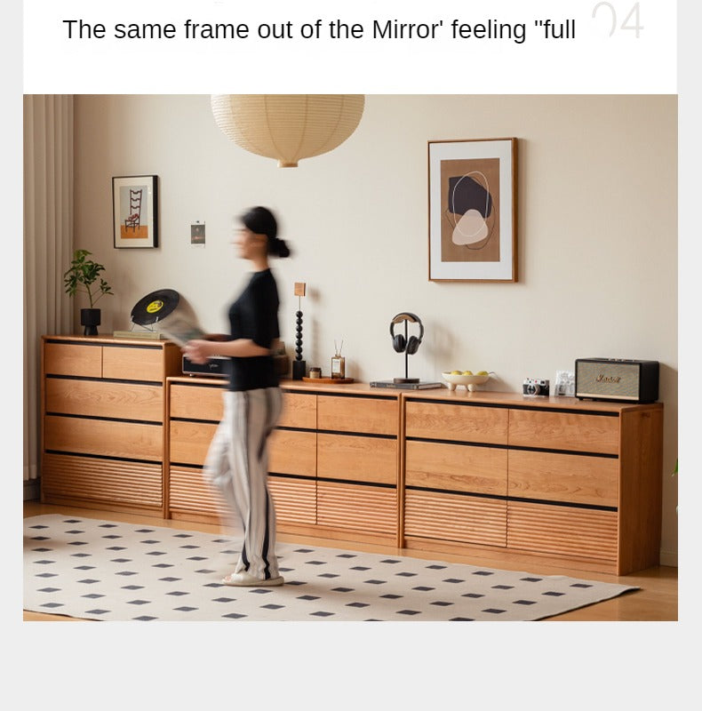 Cherry, Ash Solid Wood Medieval Style Drawer Cabinet.