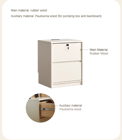 Solid Rubberwood Nightstand.