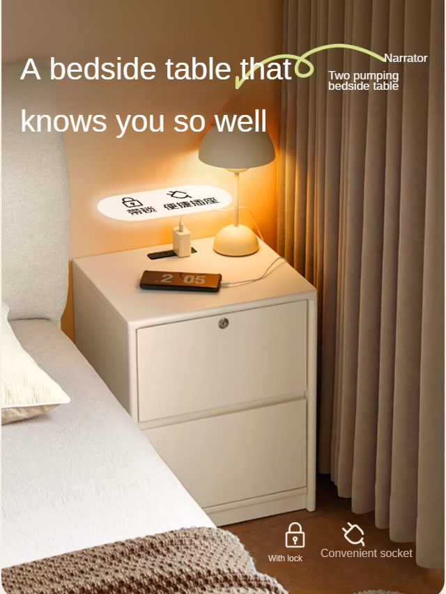 Solid Rubberwood Nightstand.