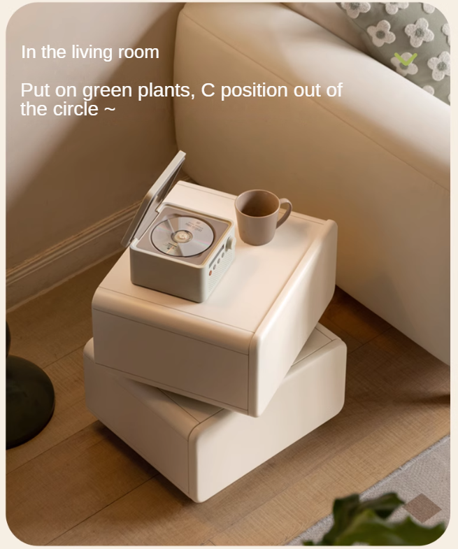 Poplar Solid Wood White Nightstand,