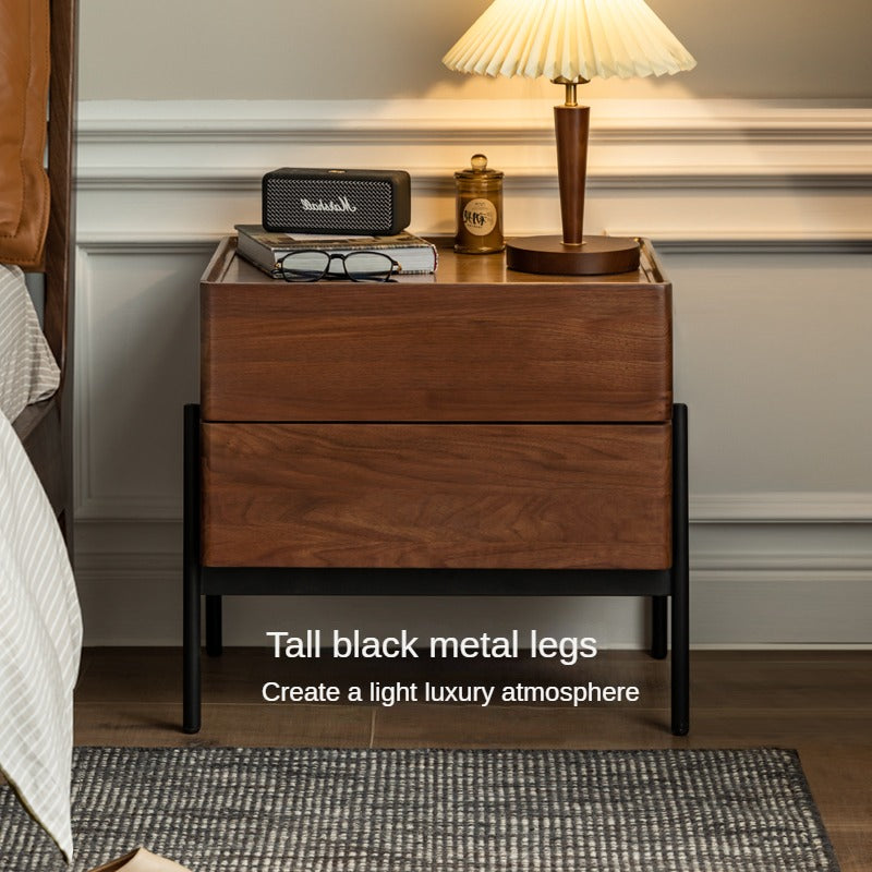 Black Walnut, Oak, South American Walnut Solid Wood Nightstand.