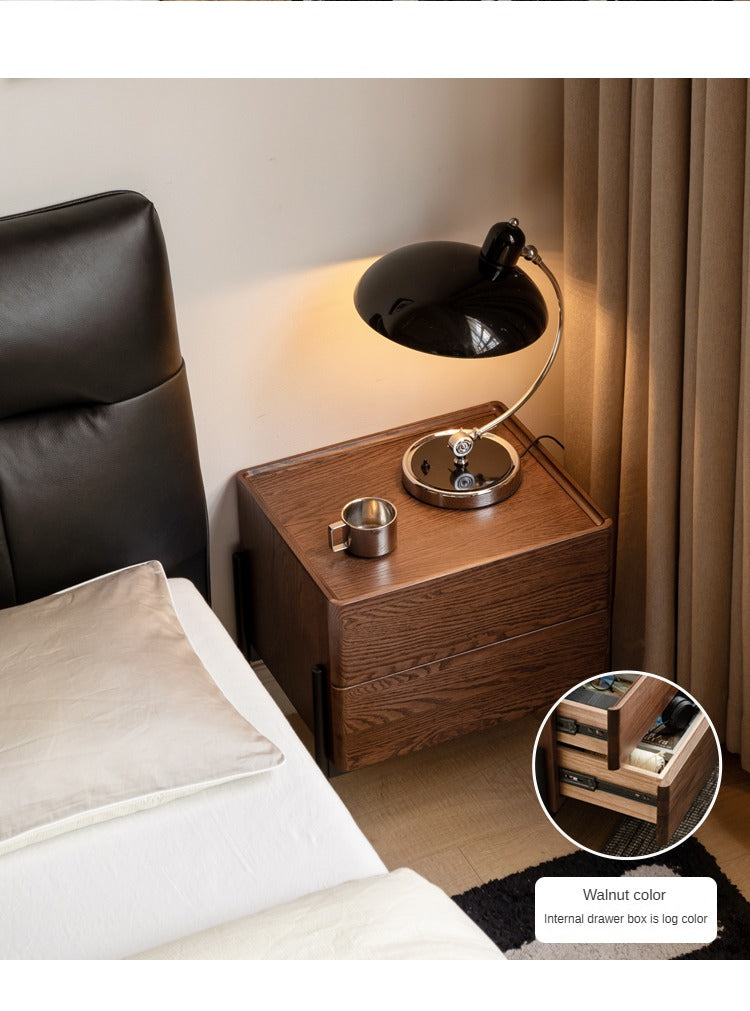 Black Walnut, Oak, South American Walnut Solid Wood Nightstand.