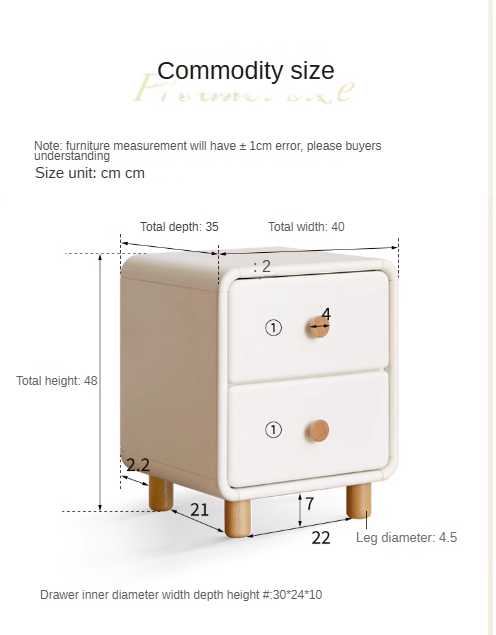 Poplar Solid Wood, Solid Rubberwood Nightstand Cream Style White Cabinet)