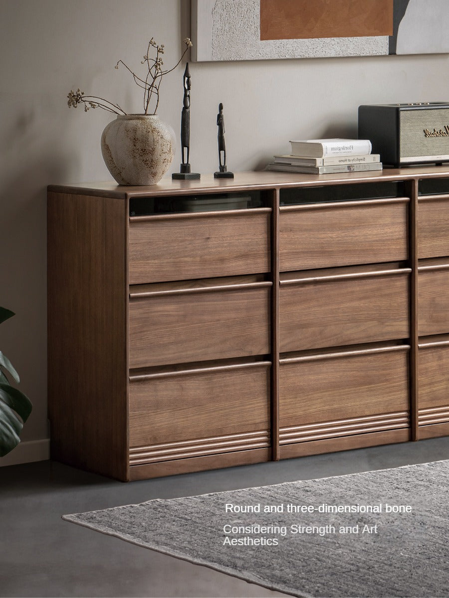 Black Walnut Solid Wood Chest Drawer.
