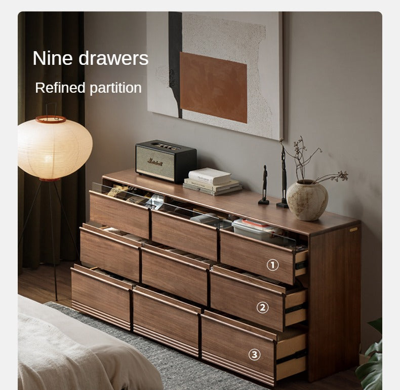 Black Walnut Solid Wood Chest Drawer.