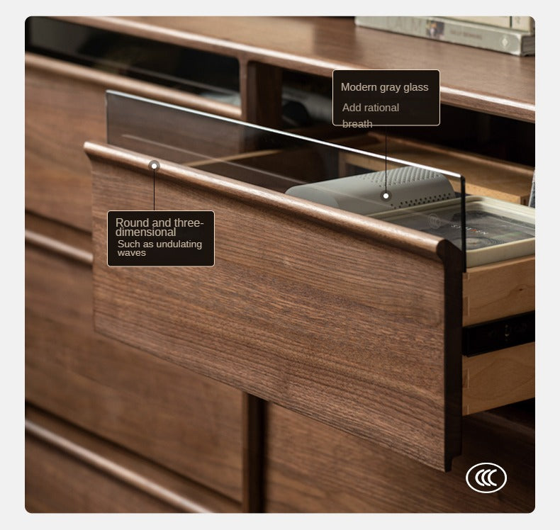 Black Walnut Solid Wood Chest Drawer.