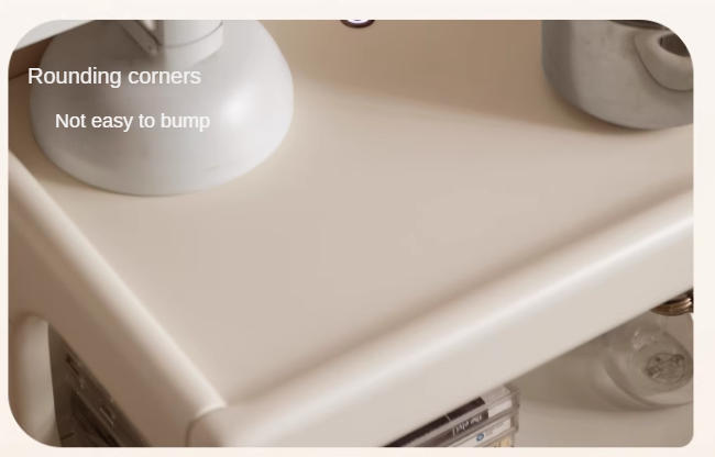 Solid RubberWood Movable Cream Style Nightstand With Light