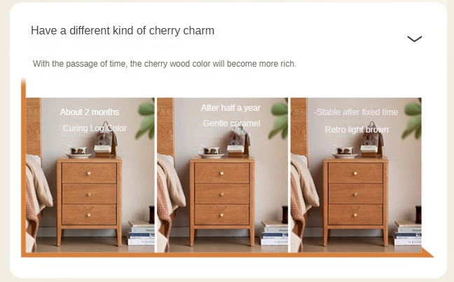 Cherry Solid Wood Floor Three Drawer Nightstand