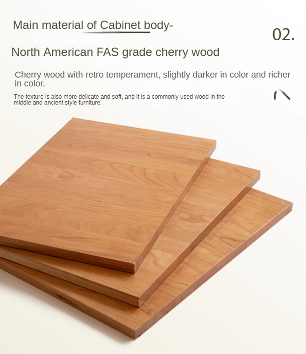 Cherry Solid Wood Floor Three Drawer Nightstand