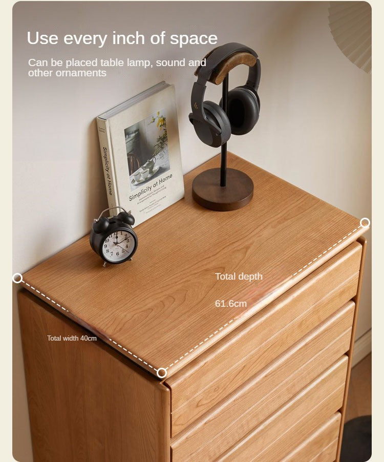 Cherry Solid Wood Retro Bedside Drawer .