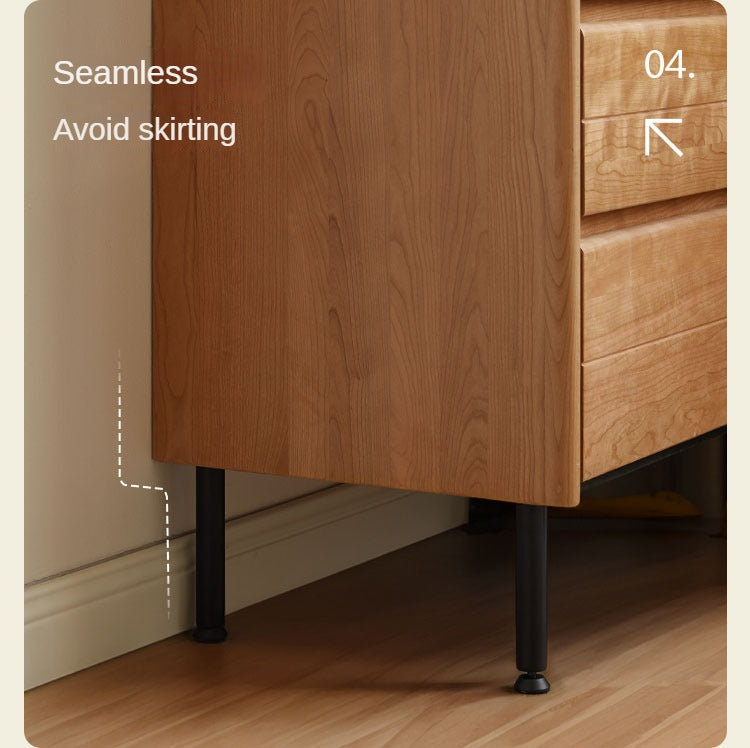 Cherry Solid Wood Retro Bedside Drawer .