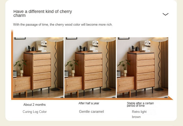 Cherry Solid Wood Retro Bedside Drawer .