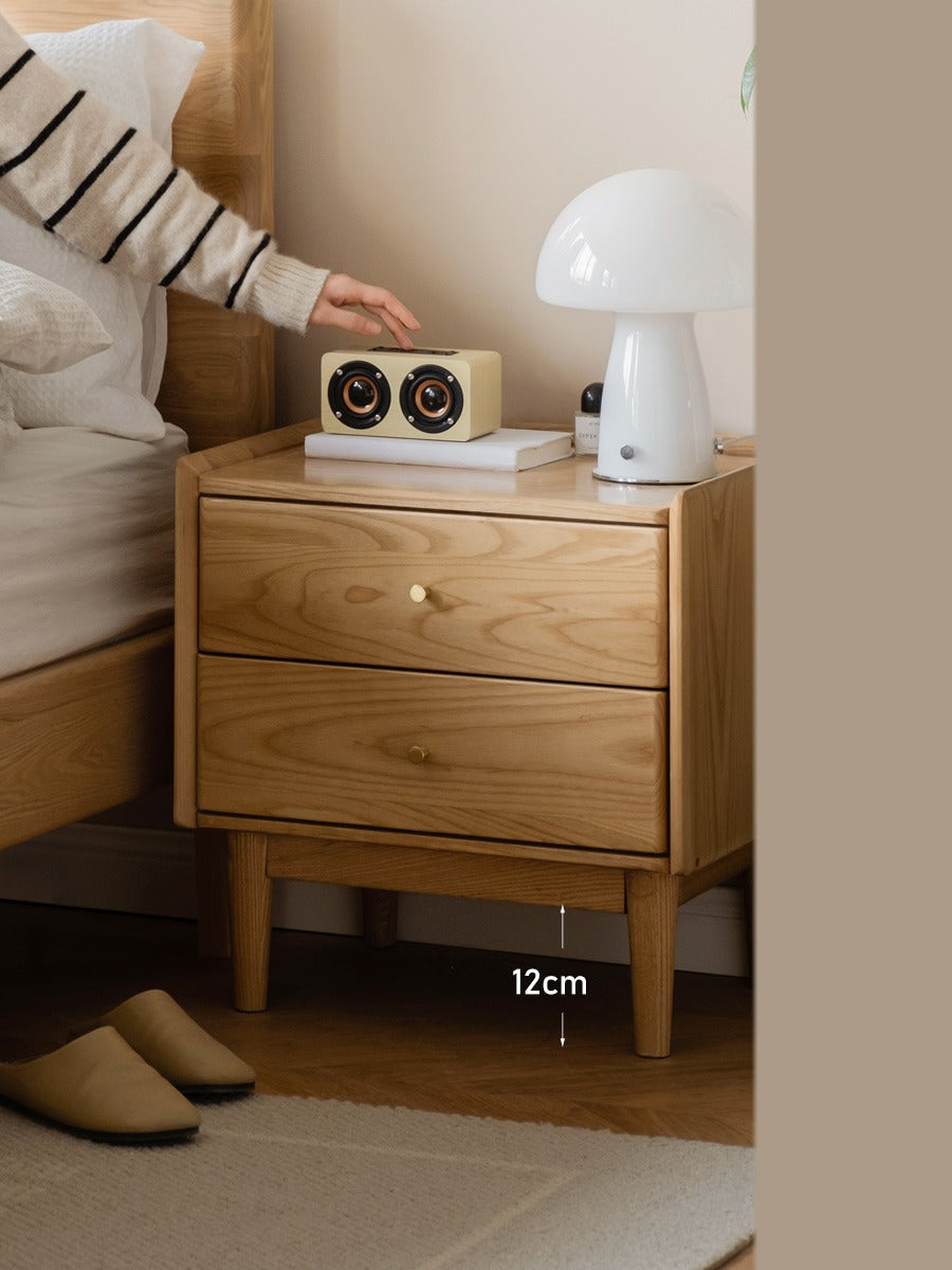 Ash Solid Wood Modern Nightstand.