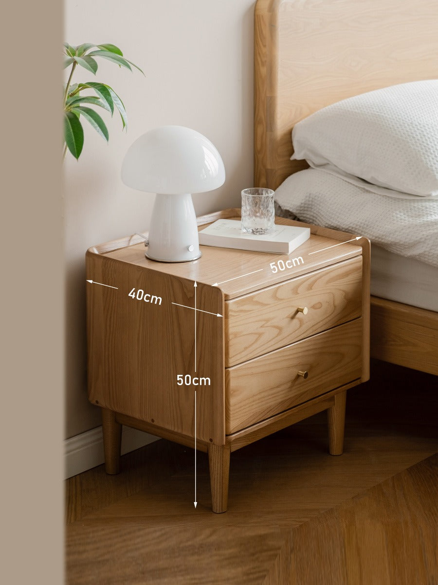 Ash Solid Wood Modern Nightstand.