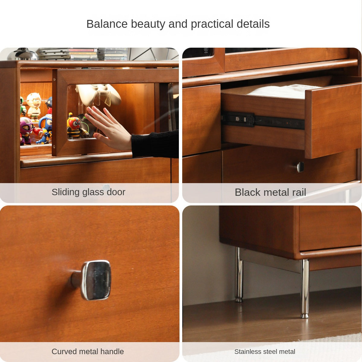 Poplar Solid Wood Cabinet Bauhaus Storage Drawer.