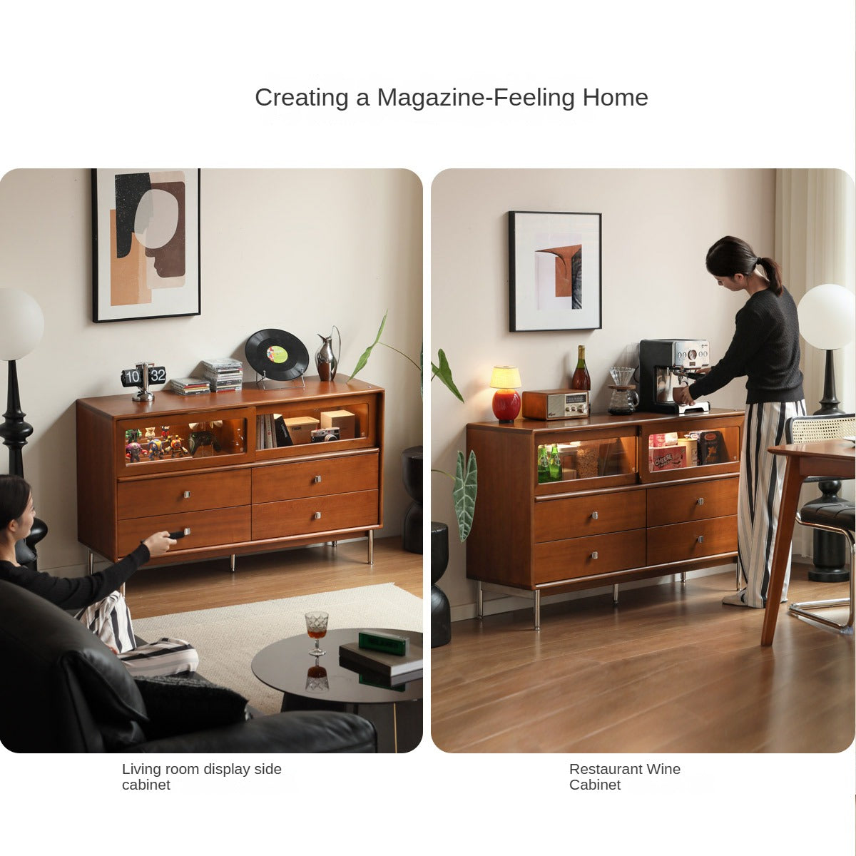 Poplar Solid Wood Cabinet Bauhaus Storage Drawer.