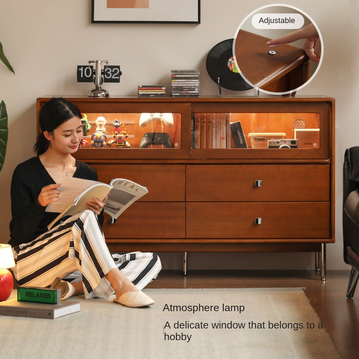 Poplar Solid Wood Cabinet Bauhaus Storage Drawer.