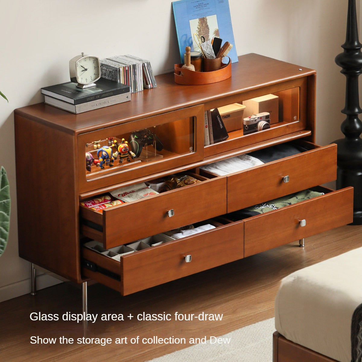 Poplar Solid Wood Cabinet Bauhaus Storage Drawer.