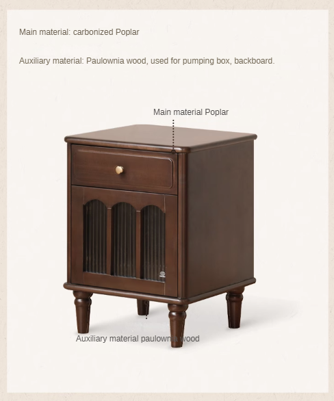 Black Walnut, Poplar Solid Wood American Retro Nightstand
