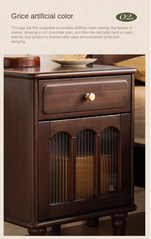 Black Walnut, Poplar Solid Wood American Retro Nightstand