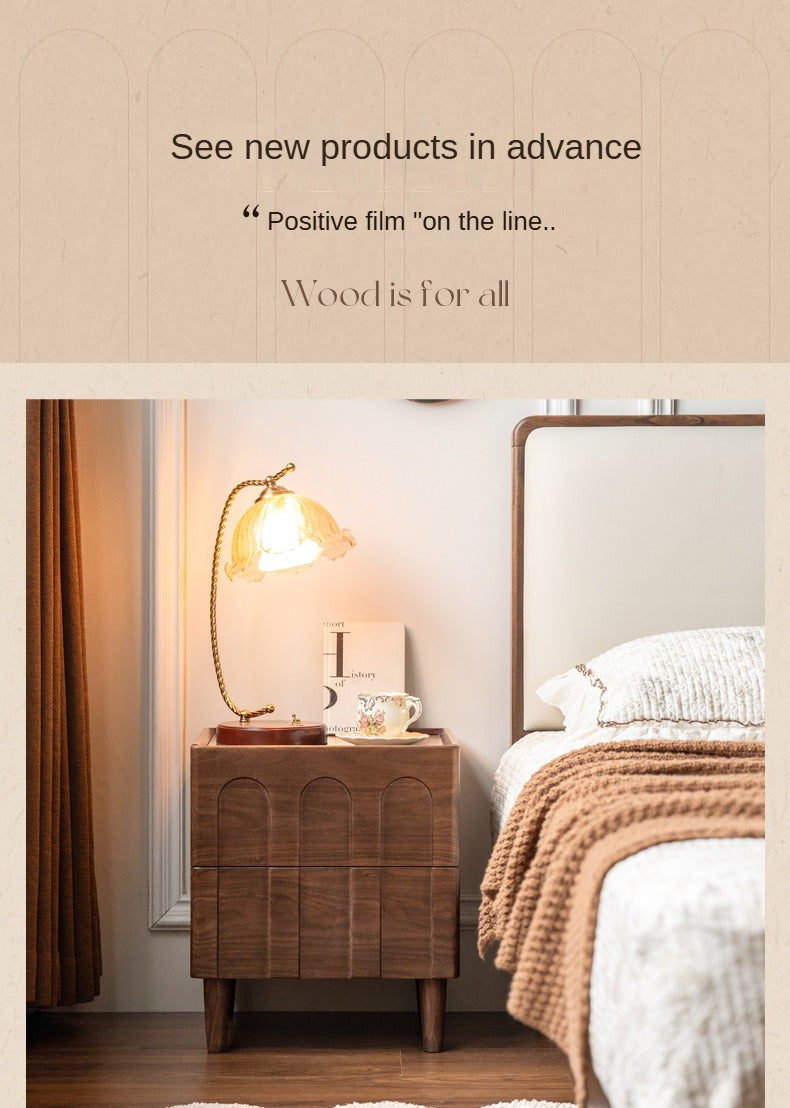 Black Walnut, Poplar, Sandalwood Solid Wood Modern Simple Nightstand.