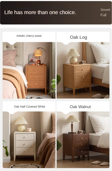 Black Walnut Solid Wood Nordic Style Nightstand.