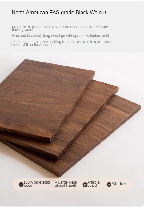 Black Walnut Solid Wood Nordic Style Nightstand.