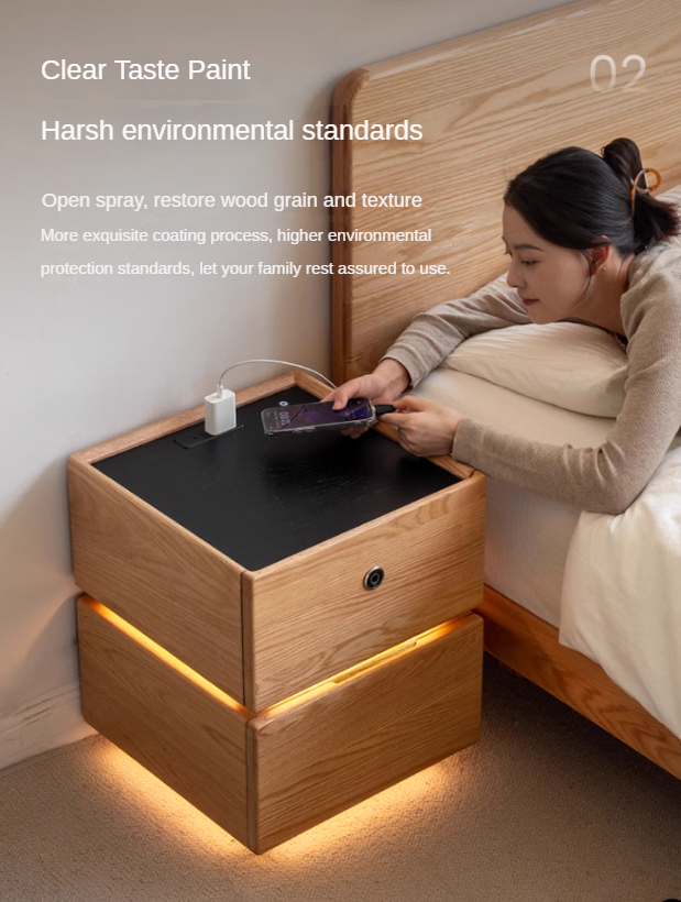 Ash, Oak, Sandalwood Multifunctional Nightstand
